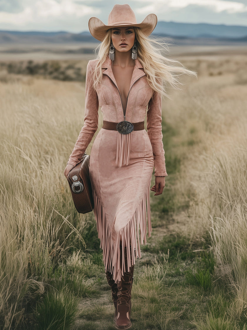 Pink Tassel Midi Dress | Casual Dress