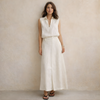FJØRNA women's linen sleeveless co-ord set featuring a relaxed fit top and matching pants, ideal for casual summer wear.