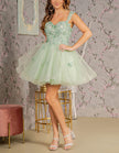 Mint green FJØRNA sleeveless tulle cocktail dress for women, featuring a fitted bodice and flowing skirt.