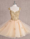 Mint green FJØRNA sleeveless tulle cocktail dress for women, featuring a fitted bodice and flowing skirt.