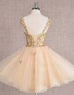 Mint green FJØRNA sleeveless tulle cocktail dress for women, shown with a fitted bodice and flowing skirt.