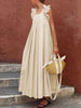 FJØRNA casual women's maxi dress with ruffled pleats, perfect for summer holidays, featuring a flowy, elegant design.