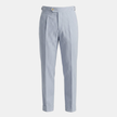 Men's high waist tailored straight leg trousers by FJØRNA, featuring a sleek fit and classic design, shown in a neutral color.
