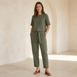 FJØRNA women co-ord set with short sleeve top and matching shorts, casual and stylish for everyday wear.