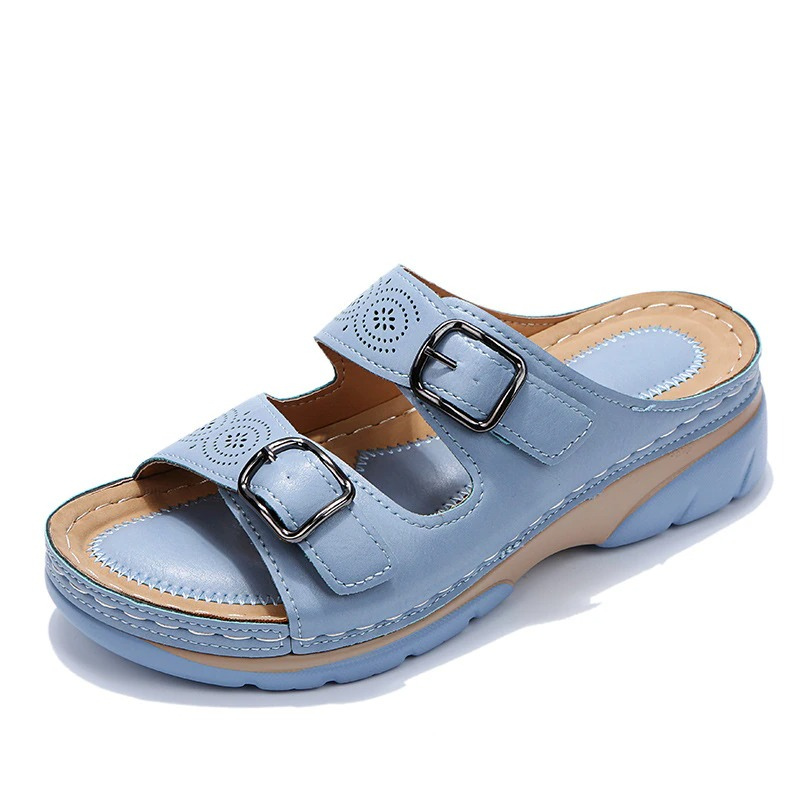 FJØRNA orthopedic comfort fit slide sandals with perforated open toe design, ideal for casual wear and foot support.