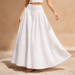 FJØRNA women's high waist maxi skirt with relaxed fit, flowing fabric, and stylish design suitable for casual wear.