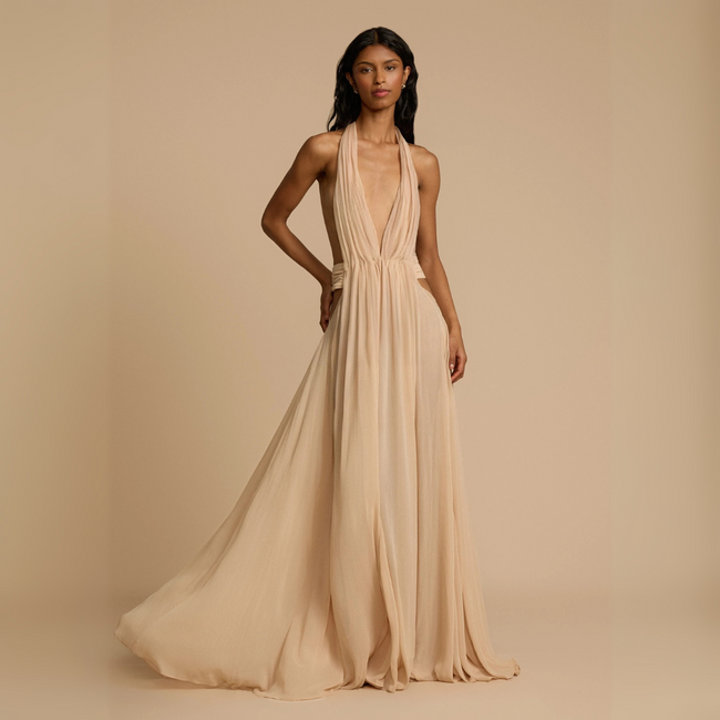 FJØRNA Studio | Women's Maxi Gown Beige