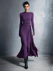 Grey Knit Wrap Maxi Dress For Women