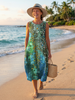 FJØRNA women's sleeveless wrap midi dress with flowy fabric, perfect for summer, in a stylish and feminine design.