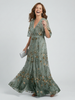 FJØRNA elegant floral maxi dress for women with halter neck, flowing fabric, and stylish design for special occasions.