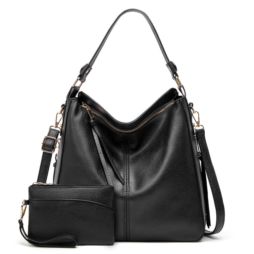 Amelia - Spacious Vegan Leather Hobo Shoulder Bag with Pouch
