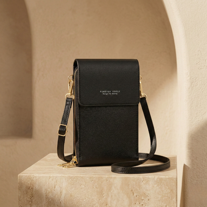 FJØRNA women's crossbody bag in neutral fabric with adjustable strap and minimalist design, perfect for everyday use