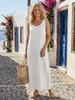 FJØRNA women's sleeveless summer midi dress with flowy cotton fabric, lightweight and perfect for warm weather.