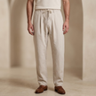 Men’s FJØRNA linen blend lightweight casual summer trousers, showing relaxed fit and breathable fabric for warm weather wear.
