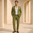 FJØRNA two-piece men's suit set featuring a tailored blazer and matching trousers, stylish formal clothing for men.