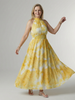 FJØRNA women's summer midi dress with halter neck, sleeveless, flowy design, perfect for warm weather occasions.