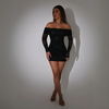 Ruby - Women's Cocktail Dress Black Size S Glitter Mesh Off Shoulder