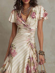 Chiffon Floral Midi Dress | Evening Dress