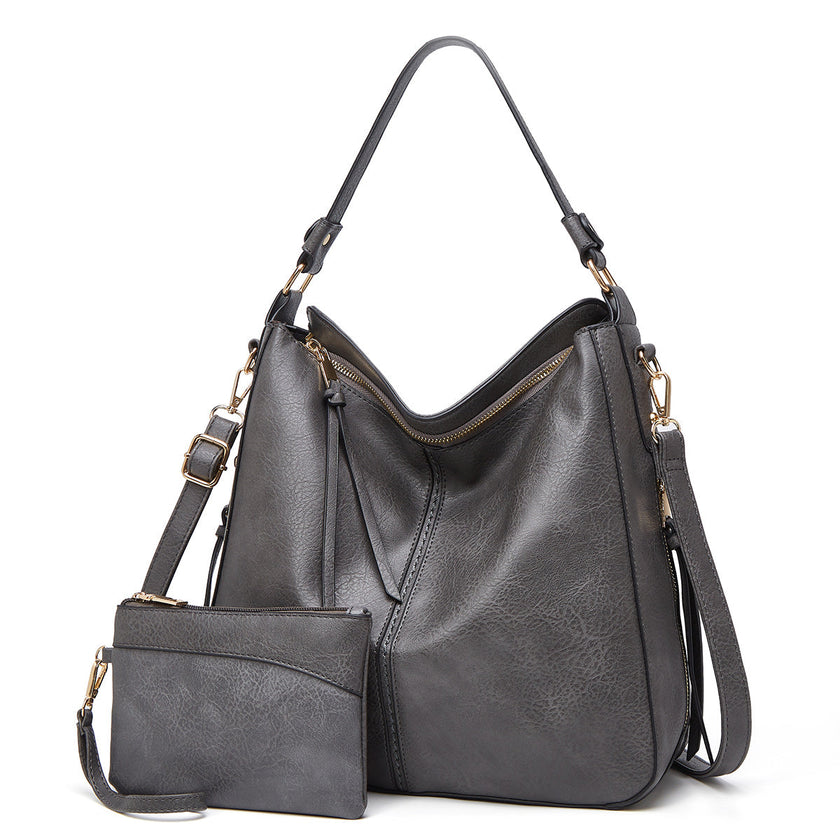 Amelia - Spacious Vegan Leather Hobo Shoulder Bag with Pouch