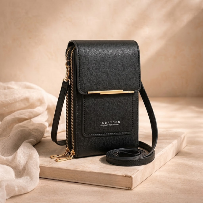 FJØRNA women's anti-theft travel crossbody bag with adjustable strap and secure zipper closure, designed for safe travel.