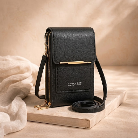 FJØRNA women's anti-theft travel crossbody bag with adjustable strap and secure zipper closure, designed for safe travel.