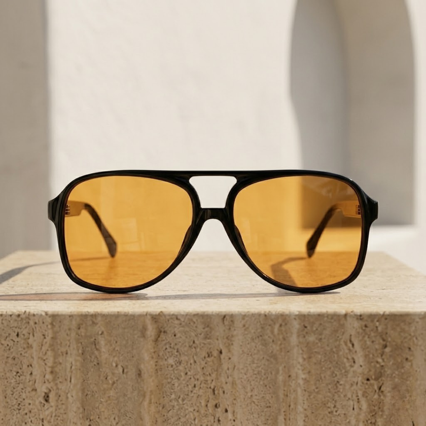 FJØRNA Retro Aviator Sunglasses for men, unisex accessories with metal frames and dark lenses, stylish and vintage-inspired.