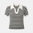 FJØRNA men's striped T-shirt, casual top with horizontal blue and white stripes, short sleeves, and round neckline.