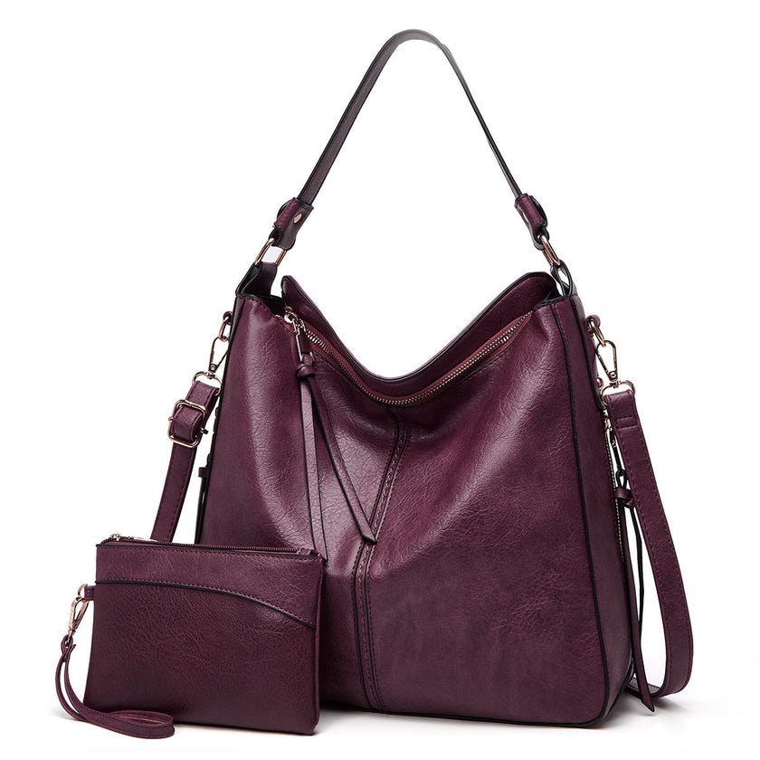 Amelia - Spacious Vegan Leather Hobo Shoulder Bag with Pouch