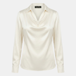 Women's Satin Blouse Draped Neck Elegant Office Formal