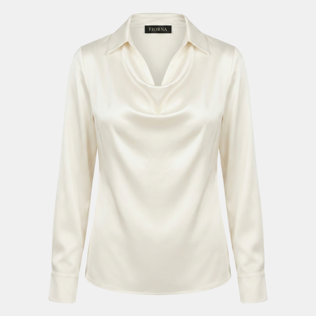 Women's Satin Blouse Draped Neck Elegant Office Formal