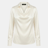 Women's Satin Blouse Draped Neck Elegant Office Formal