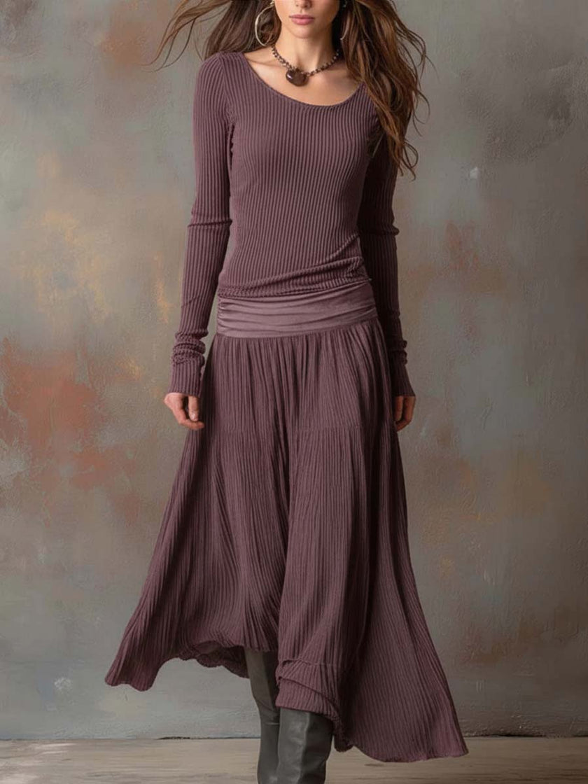 Charcoal Knit Maxi Dress For Women