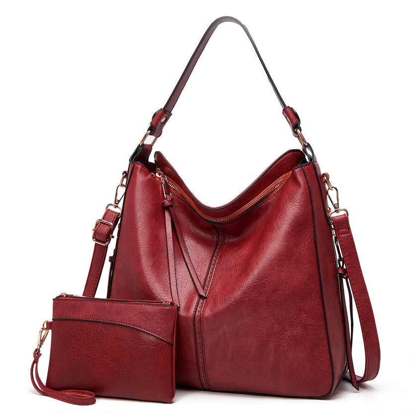 Amelia - Spacious Vegan Leather Hobo Shoulder Bag with Pouch