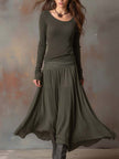 Charcoal Knit Maxi Dress For Women