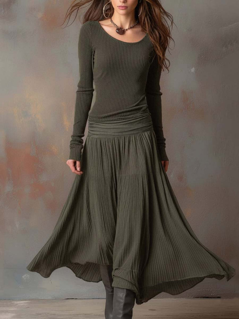 Charcoal Knit Maxi Dress For Women