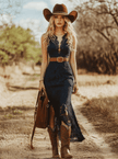 Blue Lace Sleeveless Midi Dress | Casual Dress