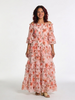 FJØRNA women's floral ruffle summer maxi dress with flowing fabric and sleeveless design, perfect for warm weather occasions.