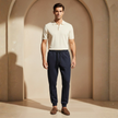 FJØRNA men's relaxed fit joggers with drawstring waist, casual pants made of soft fabric for comfortable everyday wear.
