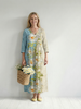 FJØRNA women's summer midi dress with long sleeves, flowy fabric, and a relaxed fit perfect for warm weather.