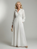 FJØRNA women's summer maxi dress with long sleeves and side pockets, lightweight and flowy for warm weather wear.