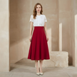 FJØRNA women's high waist midi skirt with pockets, stylish and comfortable casual skirt for women.