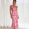 Isla | Elegant Summer Dress with Slanted Shoulder and Floral Pattern