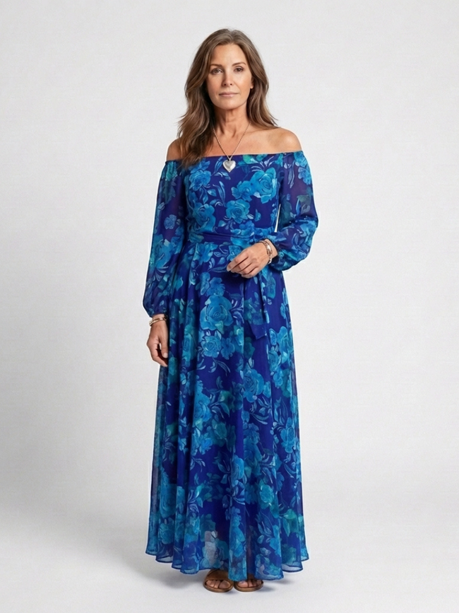 FJØRNA women's floral summer maxi dress flowing and lightweight, perfect for warm weather and casual or outdoor occasions.