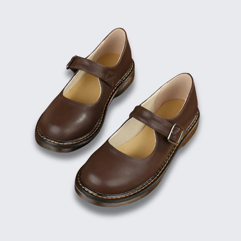 Nina - Women's Vintage Mary Jane Shoes - Classic Leather with Strap and Comfortable Sole