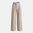 FJØRNA women's high waist wide leg pleated trousers, stylish and comfortable pants with a relaxed fit and modern design.