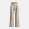 FJØRNA women's high waist wide leg pleated trousers, stylish and comfortable pants with a relaxed fit and modern design.