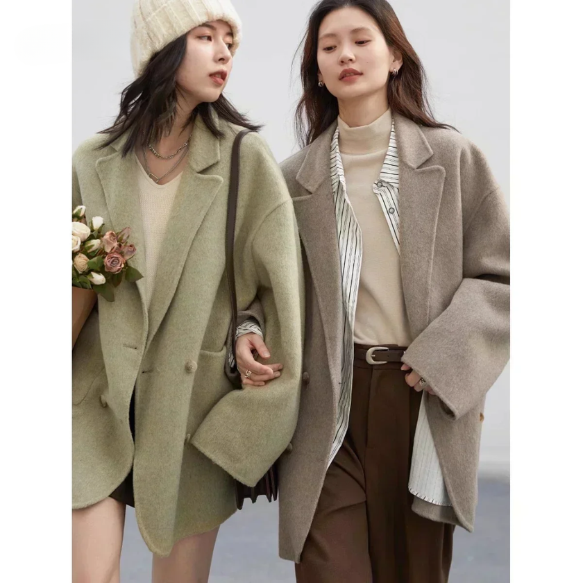 Double Breasted Wool Coat Oatmeal