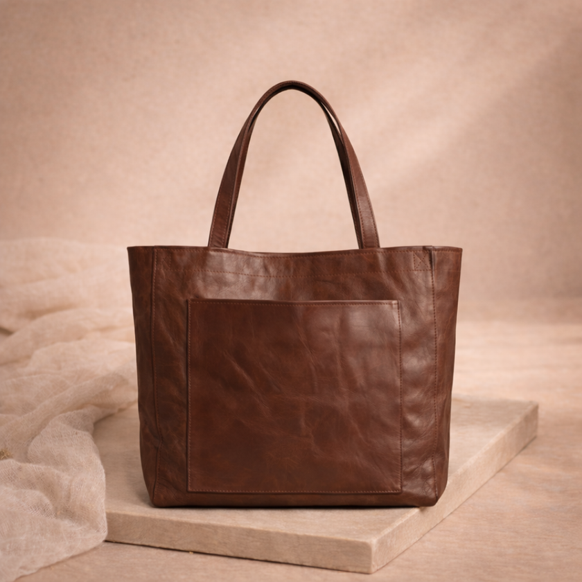 FJØRNA leather tote bag for women, anti-theft travel bag with sturdy handles and sleek design, suitable for everyday use.