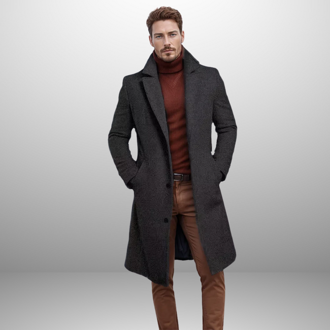 Mason – Men’s Mid-Length Warm Coat | Solid Winter Style
