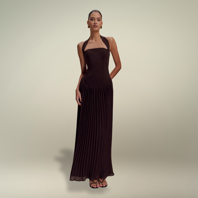 FJØRNA Studio | Off-Shoulder Ruffle Slit Midi Dress